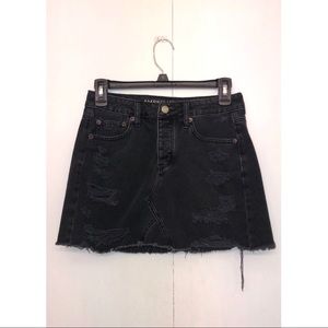 Black Distressed Jean Skirt